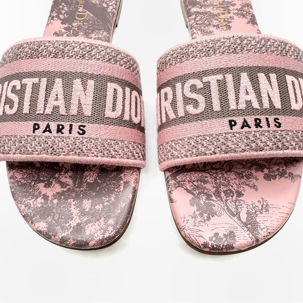 NEW Christian Dior Pink Purple Chateau Rose Dway Logo Flats Sandal Shoes - Picture 2 of 12